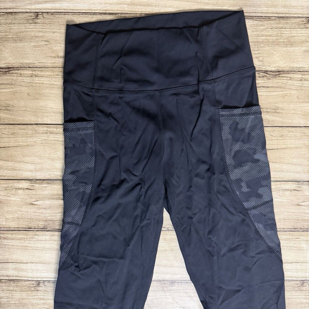 Zyia Active Camo Reflective Pocket Brilliant Hi Rise Cropped Leggings 6-8 Black